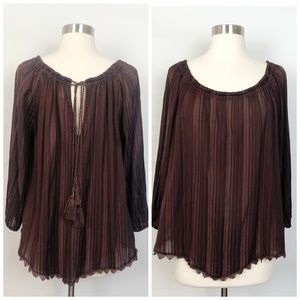 TRYB Organic Bamboo Brown Off Shoulder Top Small